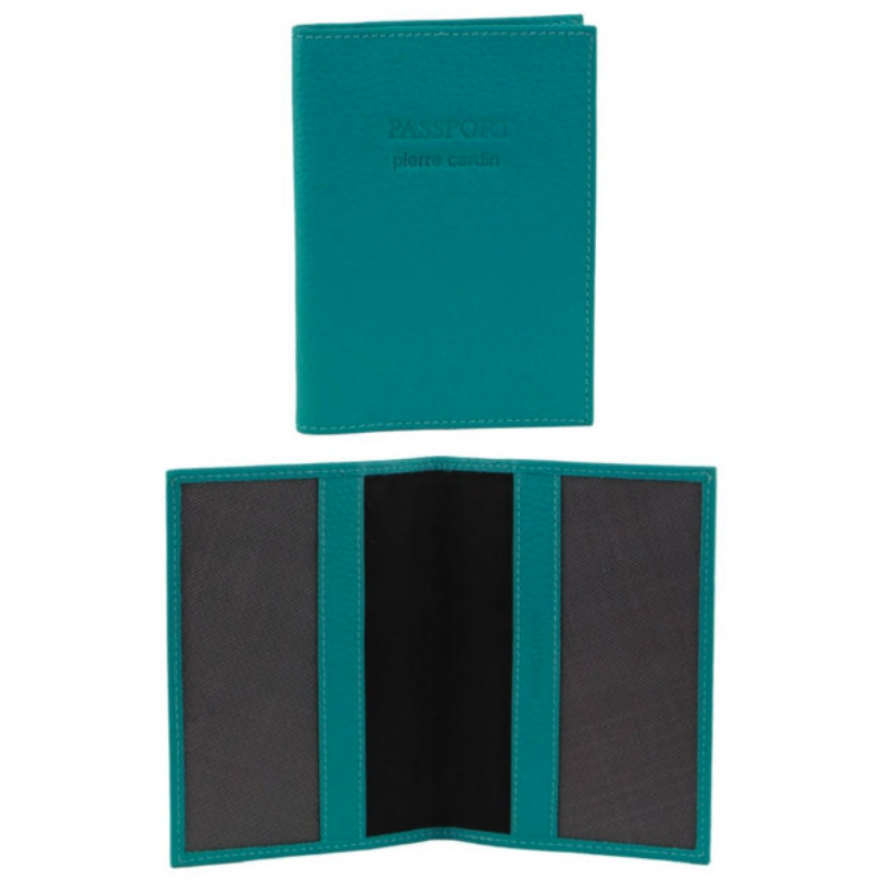 Pierre Cardin Slim Leather Passport Wallet Holder RFID Case Cover - Turquoise 4