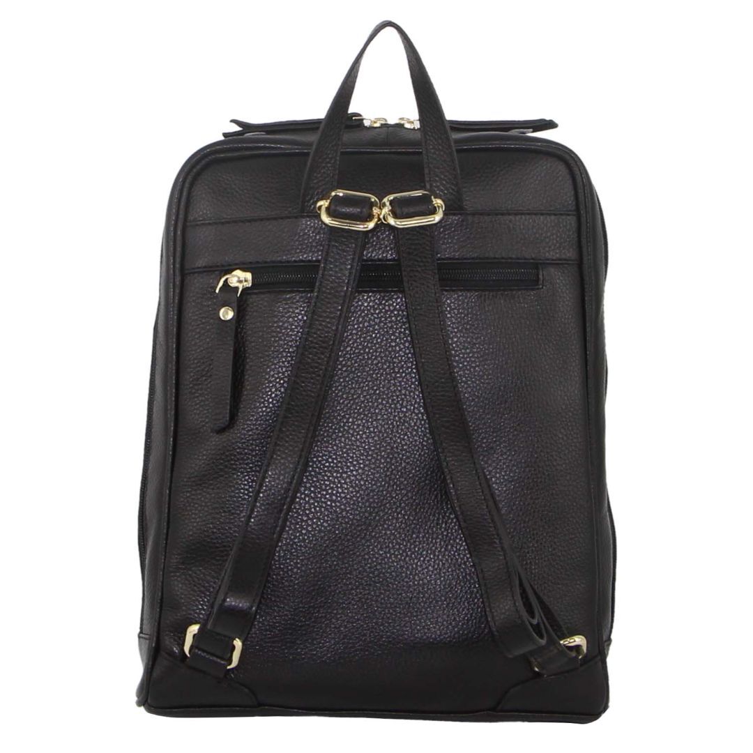 Pierre Cardin Rustic Womens Leather Backpack Bag Handbag Back Pack Travel  - Black 4