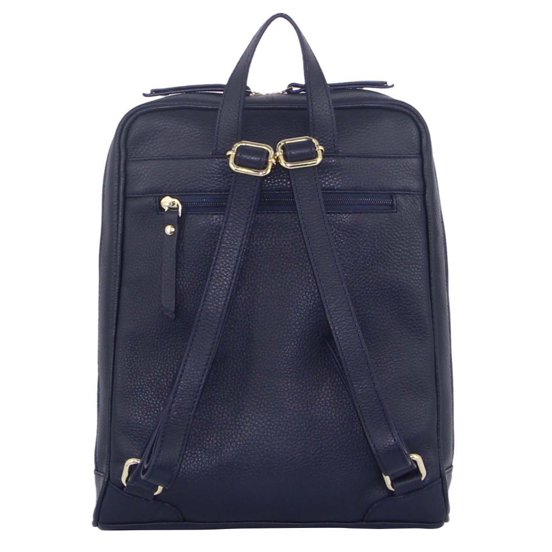 Pierre Cardin Rustic Womens Leather Backpack Bag Handbag Back Pack Travel  - Navy 3