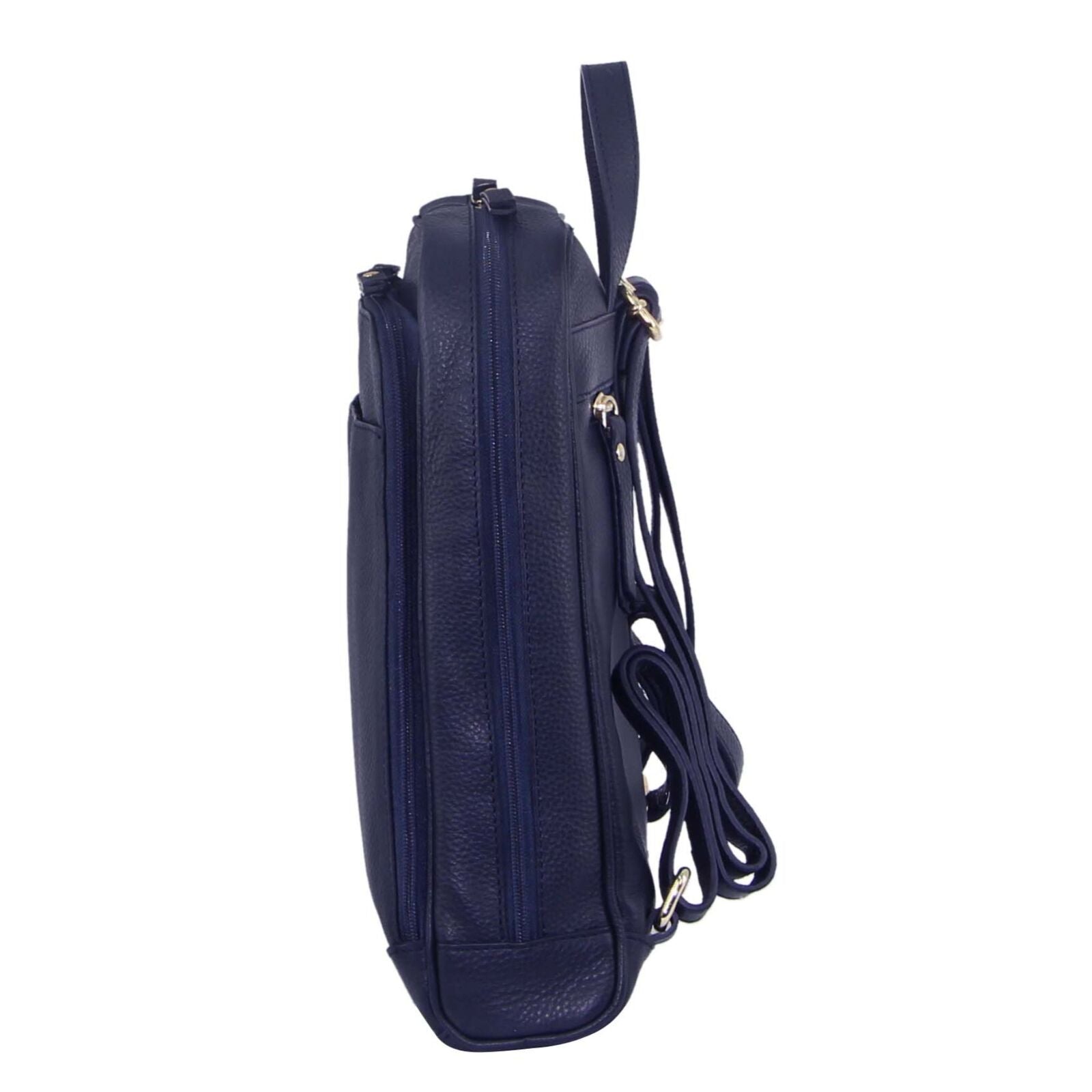 Pierre Cardin Rustic Womens Leather Backpack Bag Handbag Back Pack Travel  - Navy 4