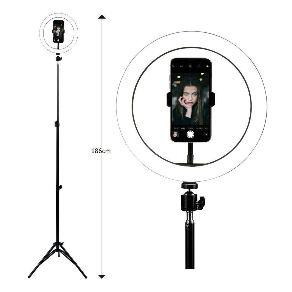 LED Selfie Ring Light with Tripod Stand & Cell Phone Holder for Live Stream/Makeup 6