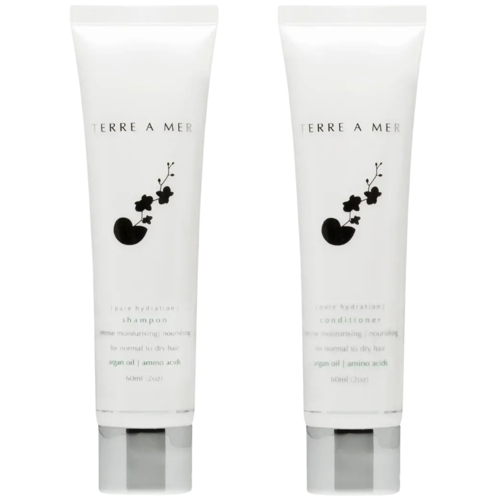 Terre A Mer Pure Hydration Amino Acid/Argan Oil Shampoo & Conditioner  - 60ml Travel Size