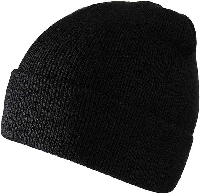 PLAIN BEANIE Unisex Mens Womens Winter Warm Hat Ski Cap Knit One Size - Black 4