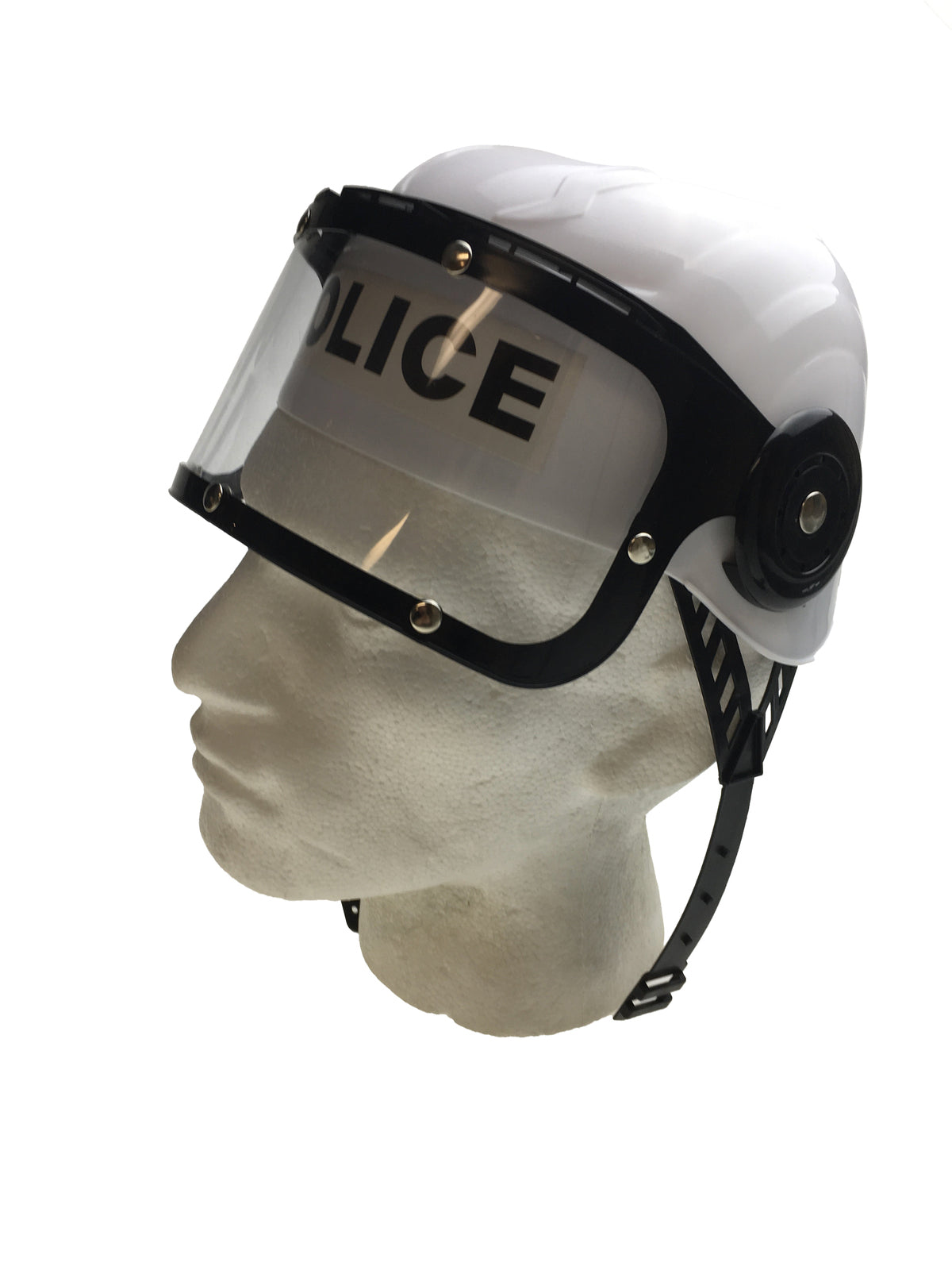 POLICE HAT Plastic Helmet Cap Costume Party w Strap Clear Visor - White 6