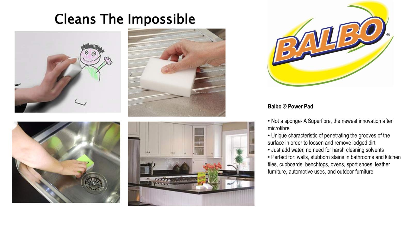 Pack of 2 BALBO Power Pad Cleaning Pad Eraser Magic Cleaning Tool Sponge 5