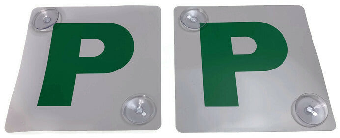 2x GREEN P PLATES Suction Probationary Car Window Signs for NSW (New South Wales) 3