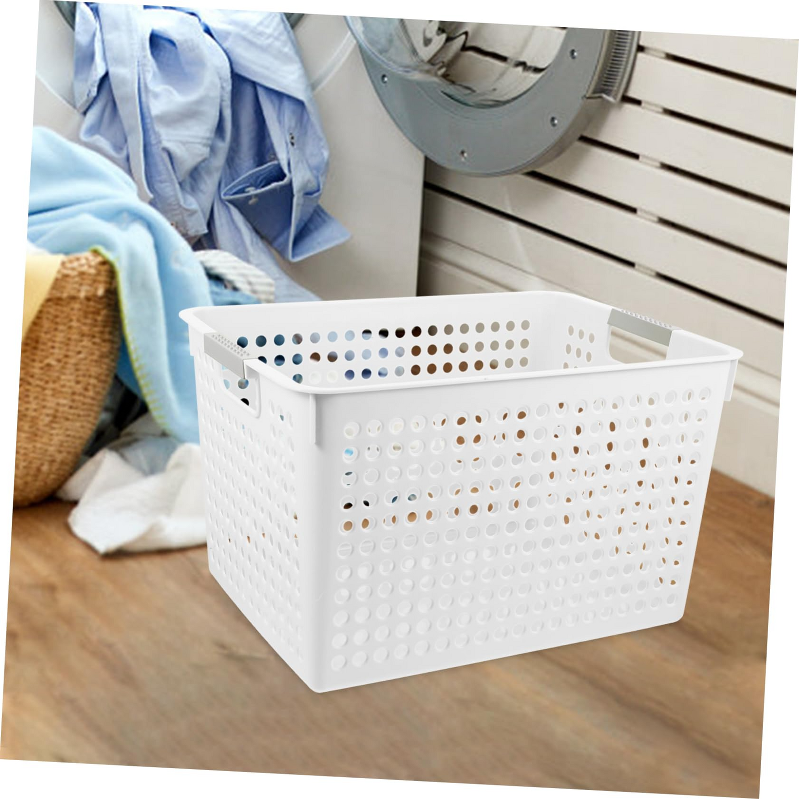 24x Premium Plastic Storage Basket Bulk w/ Grip Handles 27*18*14cm 3