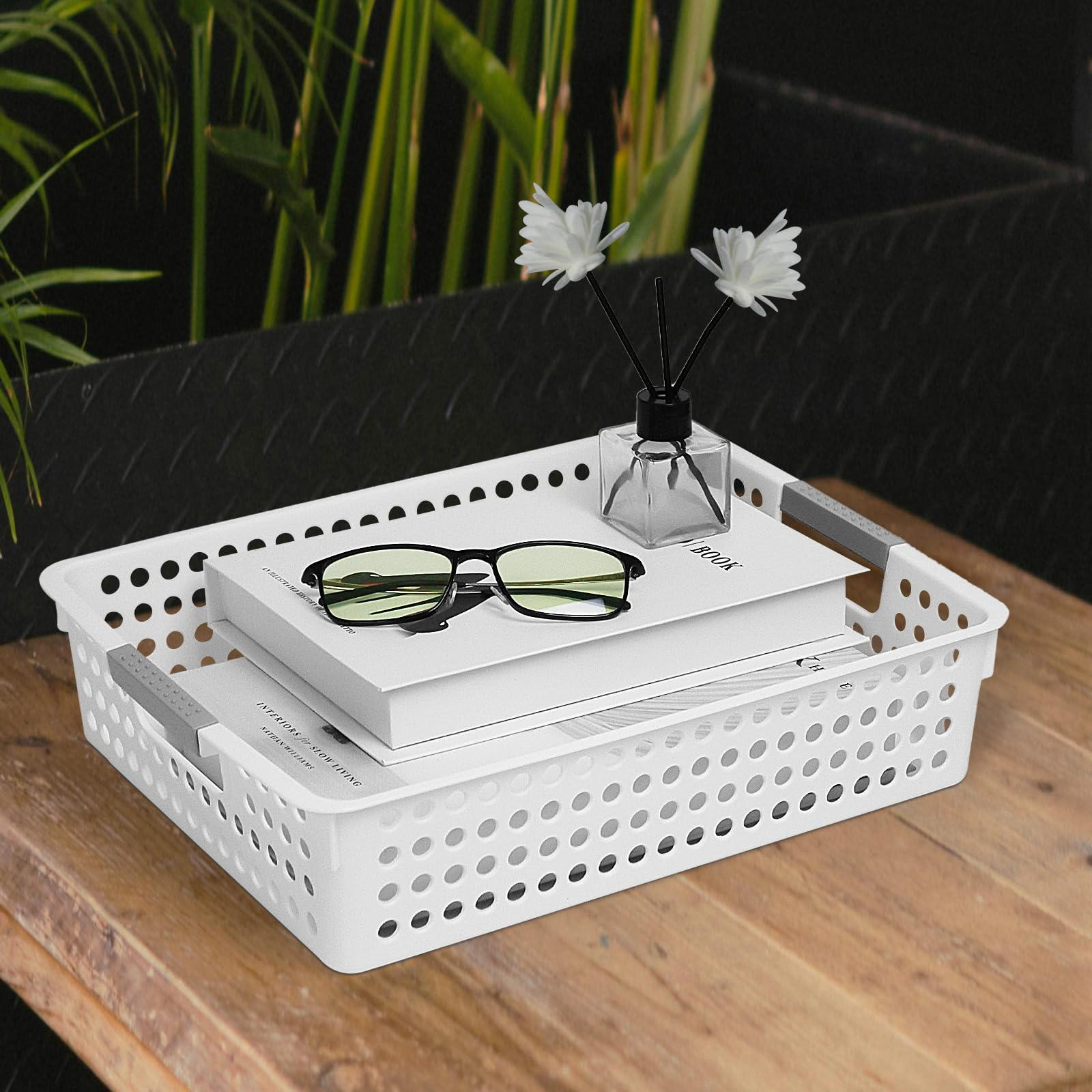 36x Premium Plastic Storage Basket Bulk w/ Grip Handles 30*21.5*8.5cm 4