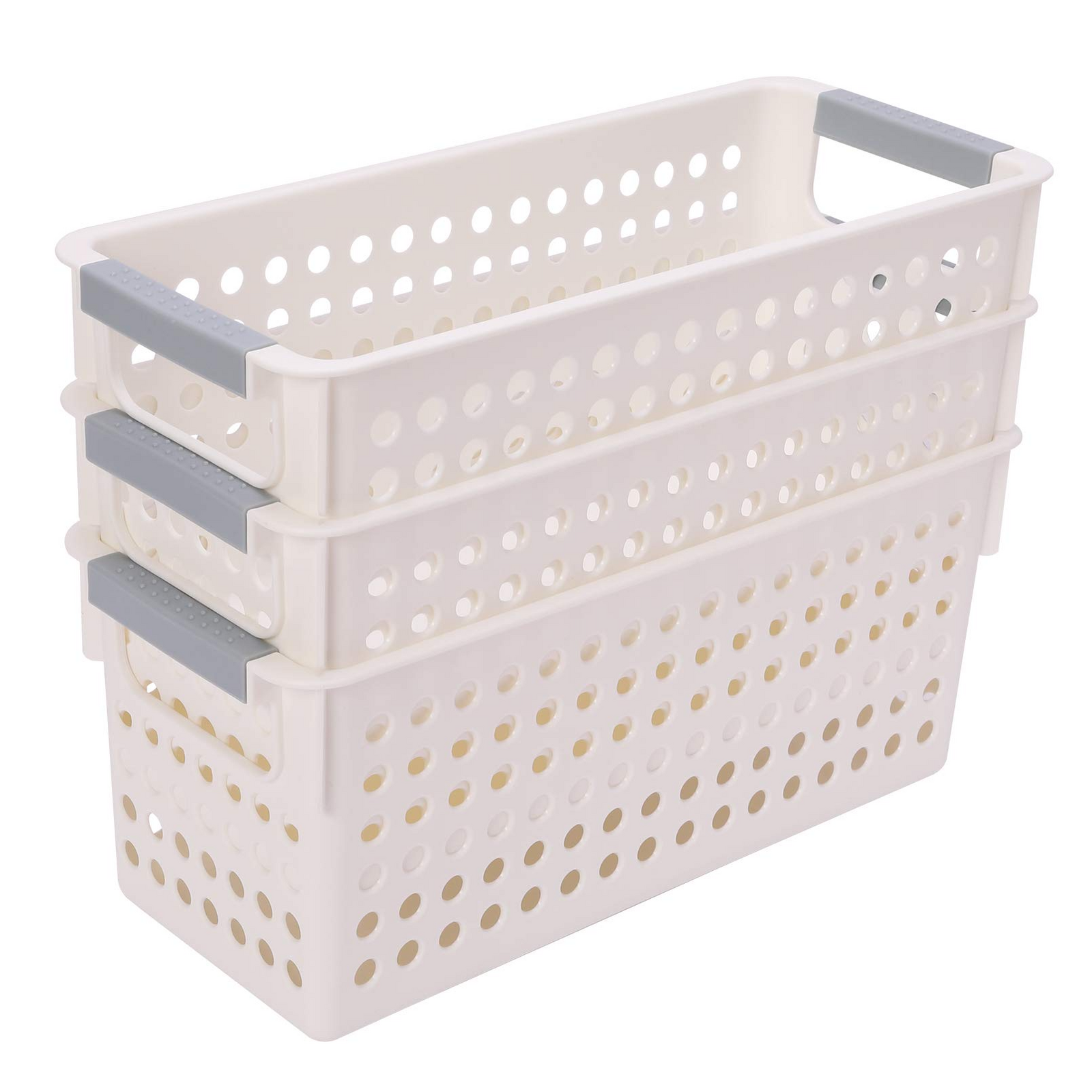 16x Premium Plastic Storage Baskets Bulk w/ Grip Handles 39.5*20.5*19.5cm 4