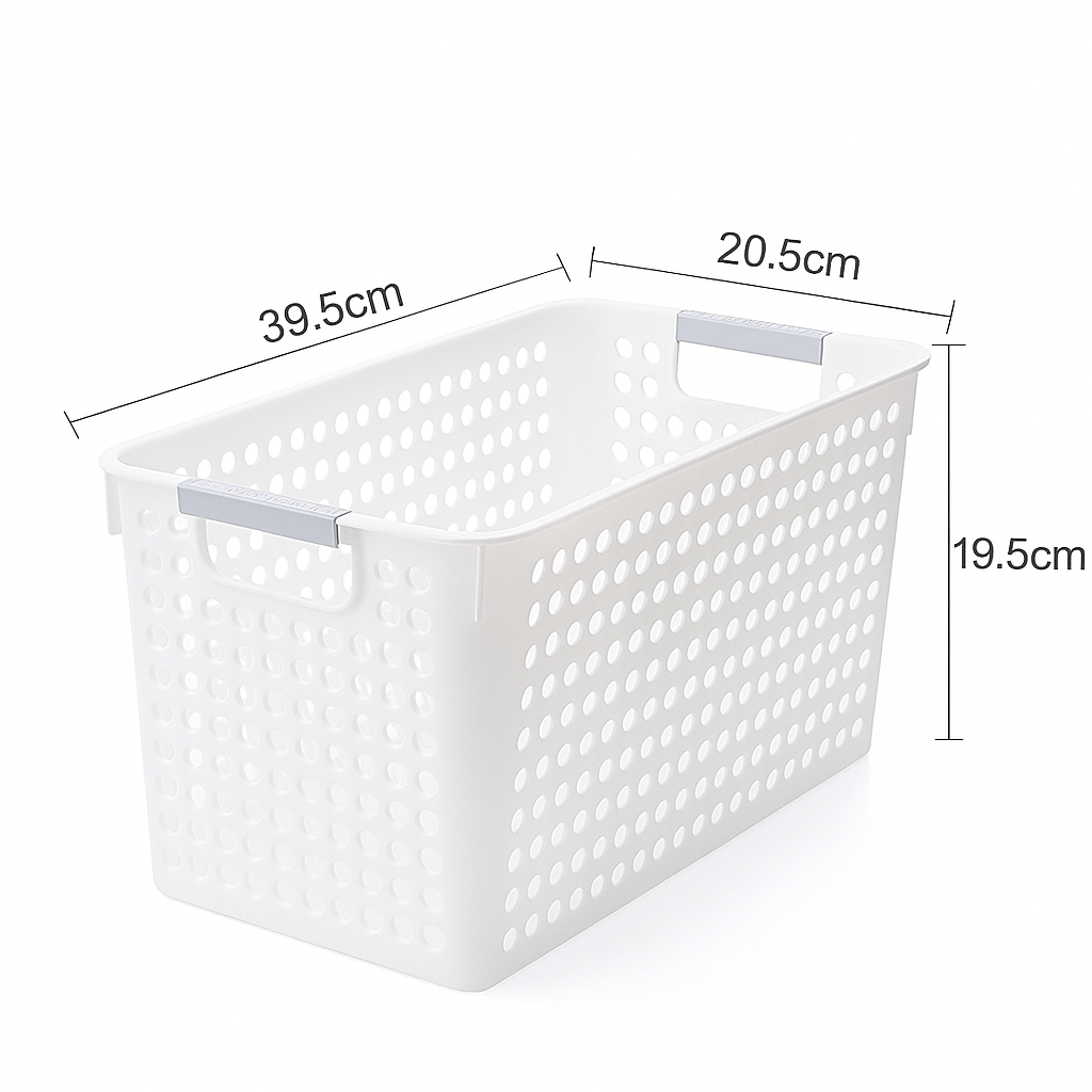 16x Premium Plastic Storage Baskets Bulk w/ Grip Handles 39.5*20.5*19.5cm 7