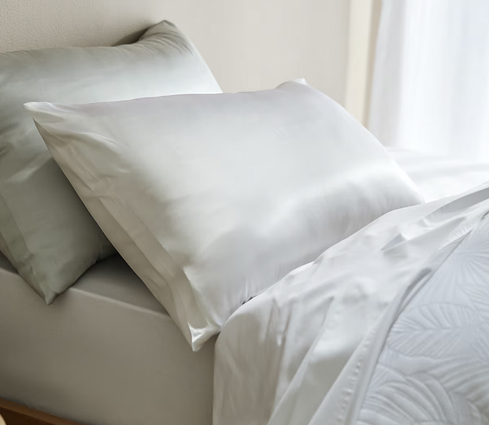 Silk Pillowcase Standard Size Pillow Case in White 3