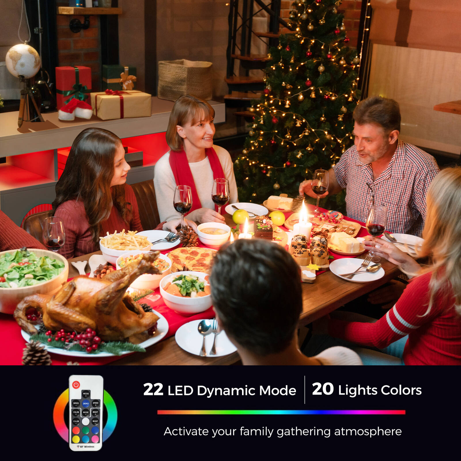 Buffet Sideboard Cabinet With RGB LED Light and Charging Station Console Coffee Bar White 10