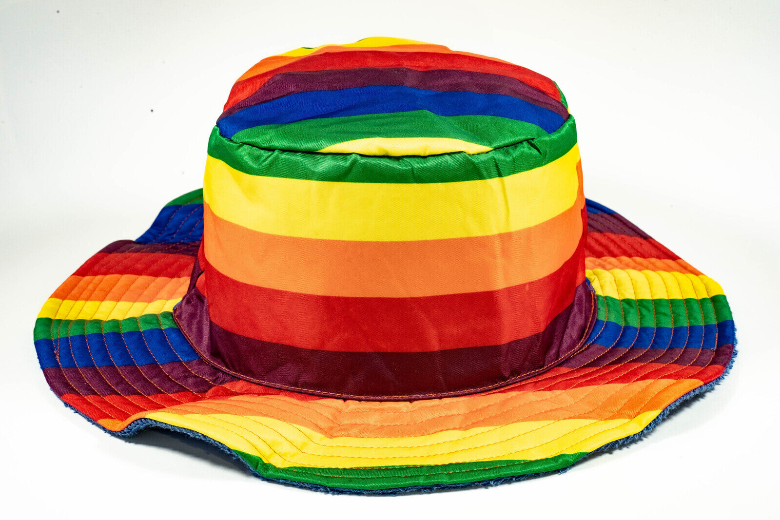 Rainbow Terry Towelling Bucket Hat Gay Lesbian Mardi Gras Party Cap LGBT - Reversible - Large (58cm) 14