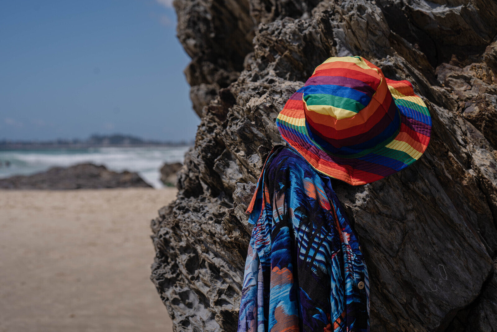 Rainbow Terry Towelling Bucket Hat Gay Lesbian Mardi Gras Party Cap LGBT - Reversible - Medium (57cm) 8