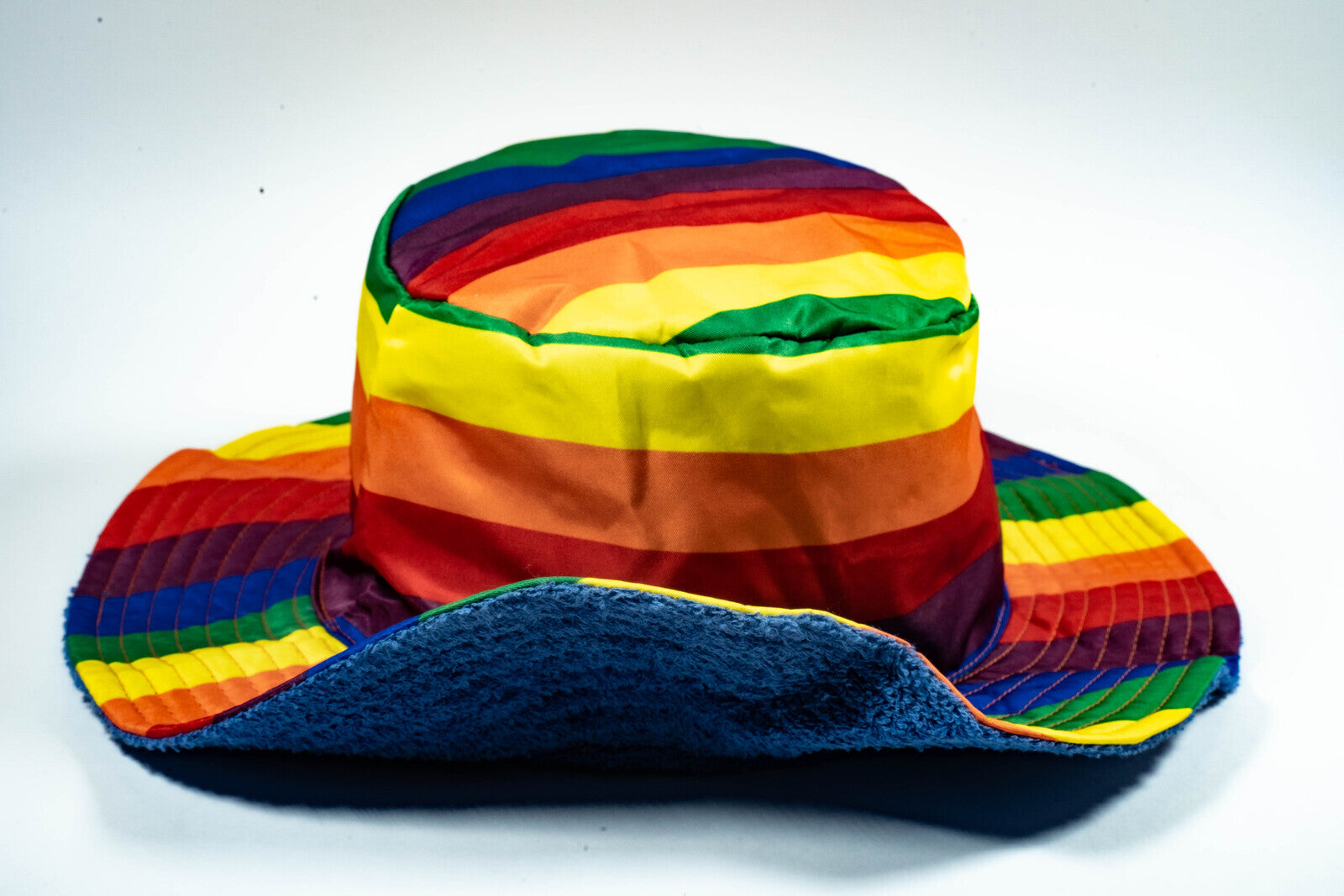 Rainbow Terry Towelling Bucket Hat Gay Lesbian Mardi Gras Party Cap LGBT - Reversible - Small (54cm) 4