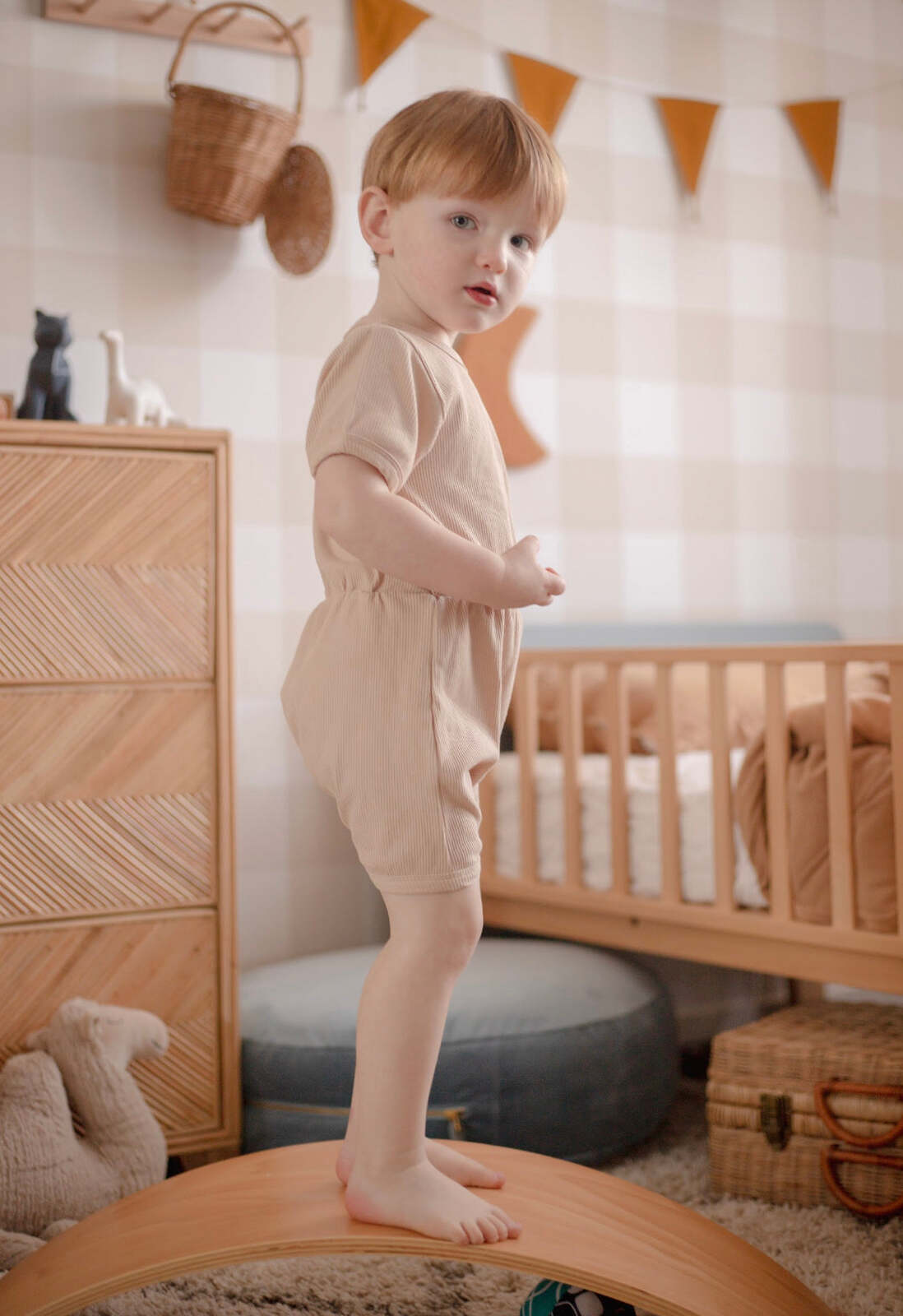 Ponchik Babies + Kids - Ribbed Cotton Romper - Sugar Cookie - 12-18 months 4