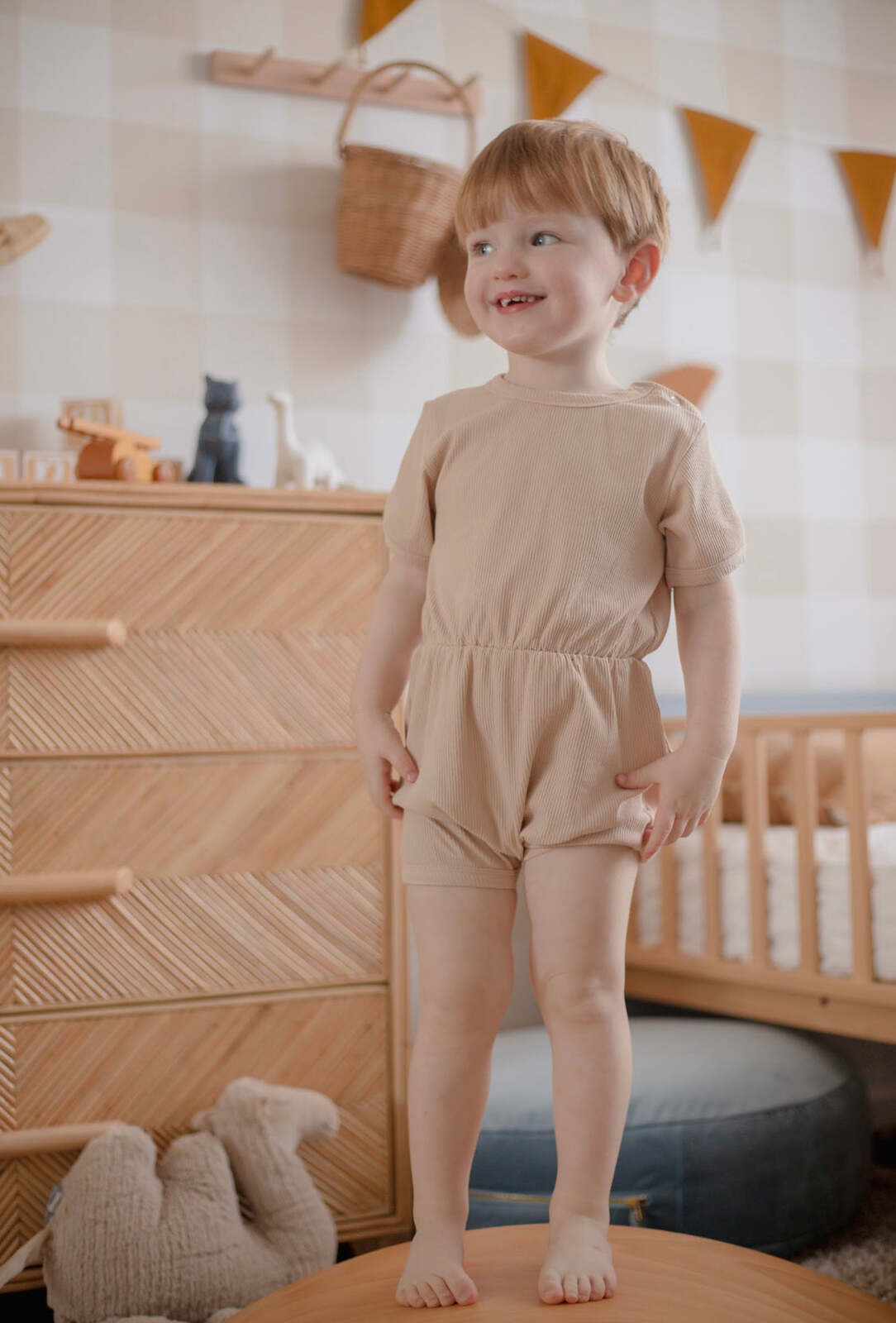Ponchik Babies + Kids - Ribbed Cotton Romper - Sugar Cookie - 3-6 months 6