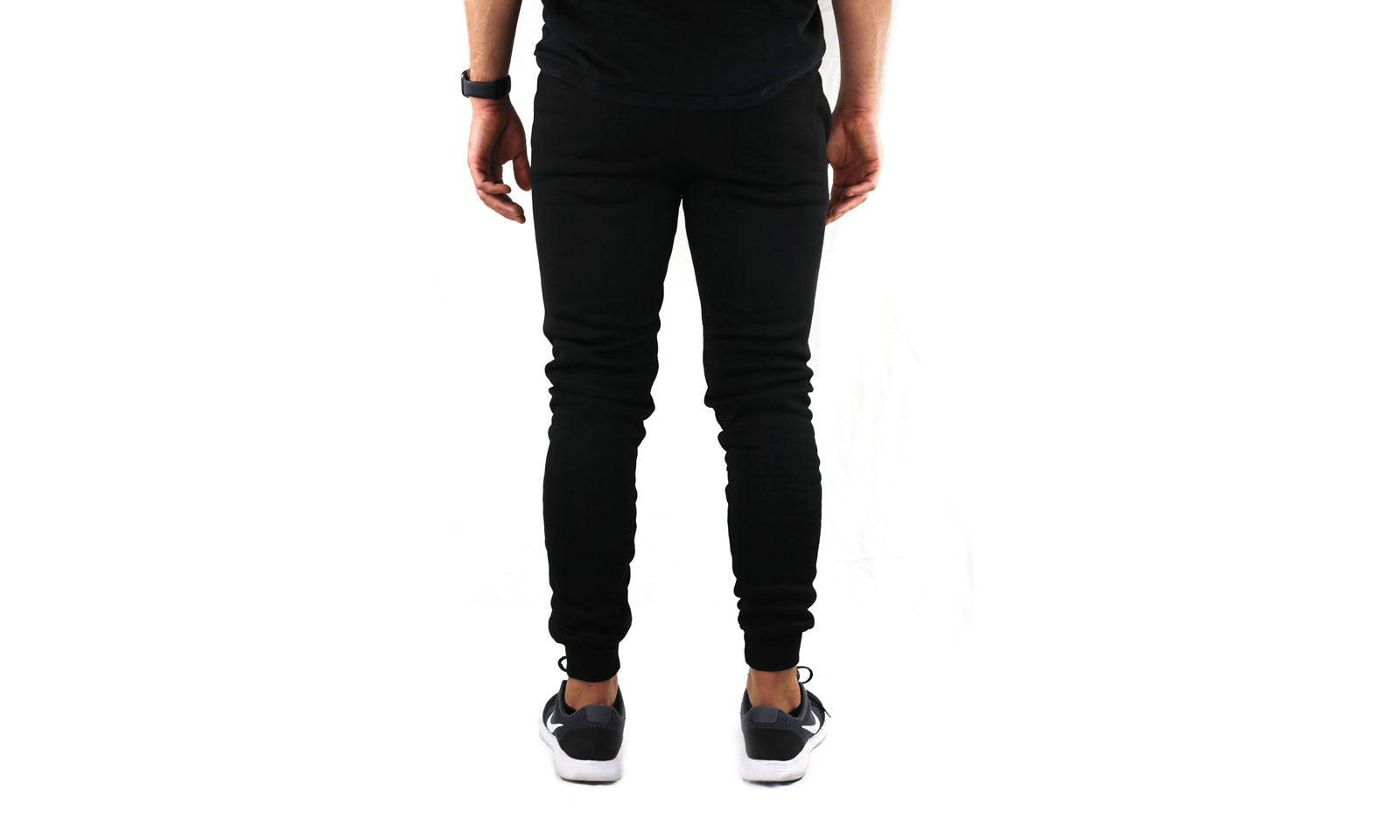 Mens Skinny Track Pants Joggers Trousers Gym Casual Sweat Cuffed Slim Trackies Fleece - Black - XL 4