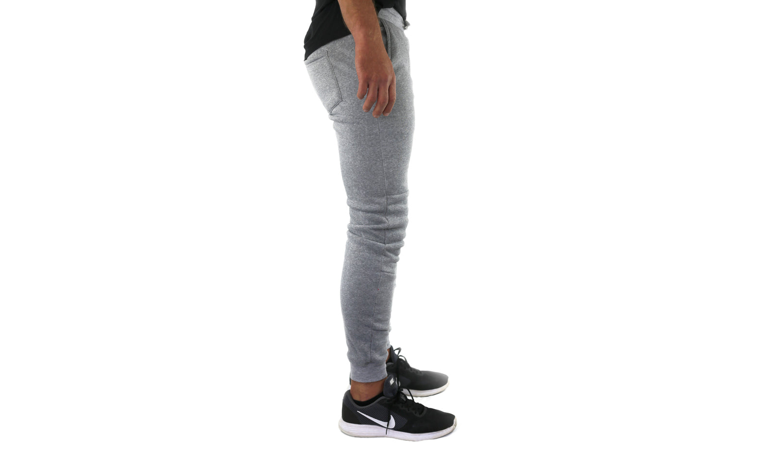 Mens Skinny Track Pants Joggers Trousers Gym Casual Sweat Cuffed Slim Trackies Fleece - Heather Grey - XL 4