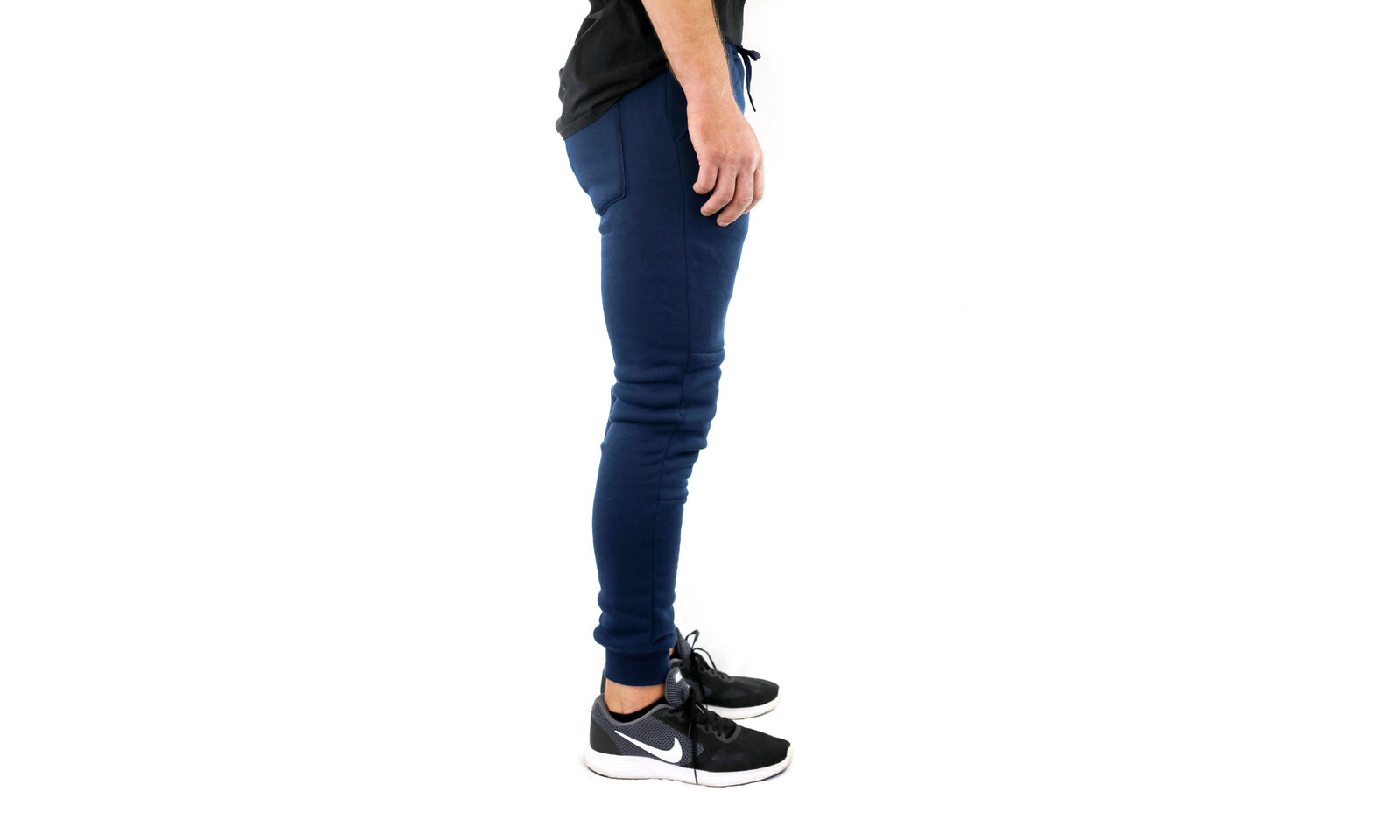 Mens Skinny Track Pants Joggers Trousers Gym Casual Sweat Cuffed Slim Trackies Fleece - Navy - XL 4