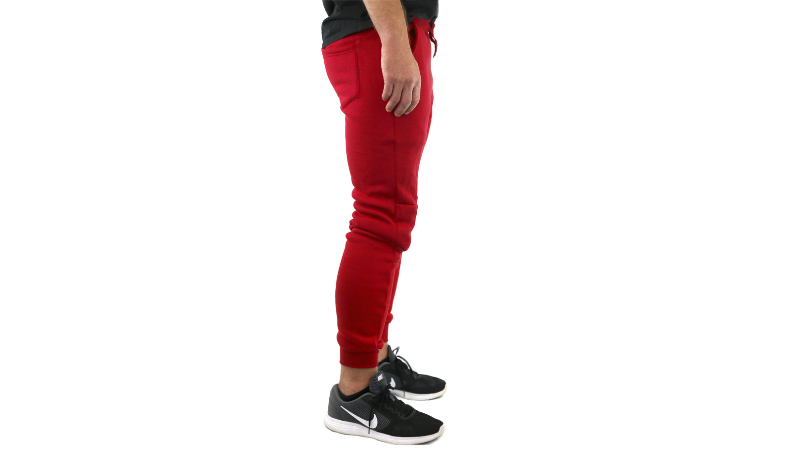 Mens Skinny Track Pants Joggers Trousers Gym Casual Sweat Cuffed Slim Trackies Fleece - Red - XXL 4