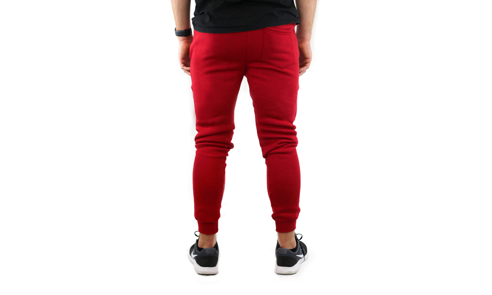 Mens Skinny Track Pants Joggers Trousers Gym Casual Sweat Cuffed Slim Trackies Fleece - Red - XXL 5