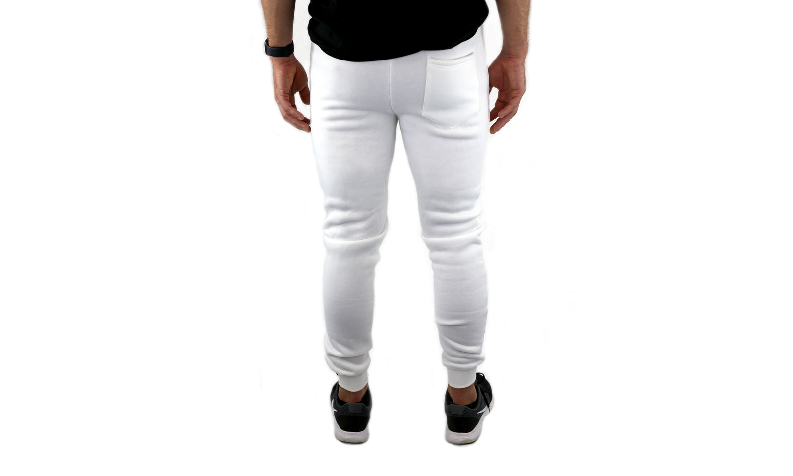 Mens Skinny Track Pants Joggers Trousers Gym Casual Sweat Cuffed Slim Trackies Fleece - White - XXL 3