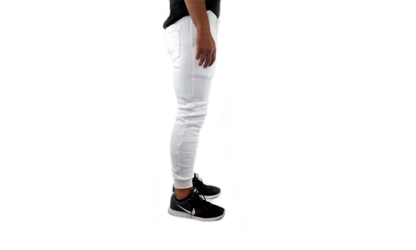 Mens Skinny Track Pants Joggers Trousers Gym Casual Sweat Cuffed Slim Trackies Fleece - White - XXL 4
