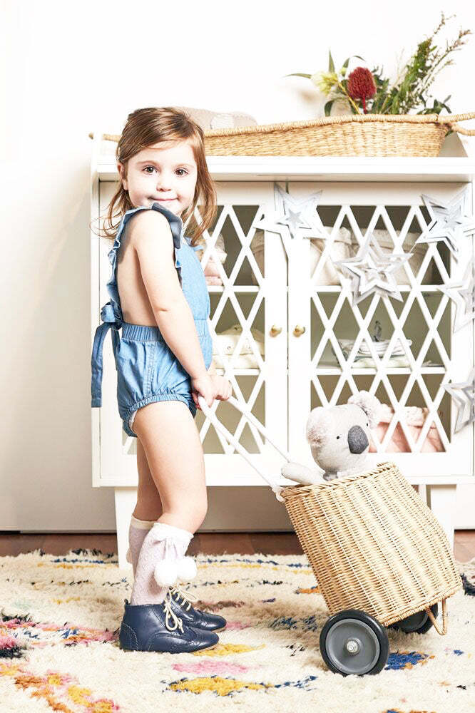 Ponchik Babies + Kids Ruffle Back Romper - Capri Blue - 3 years 5