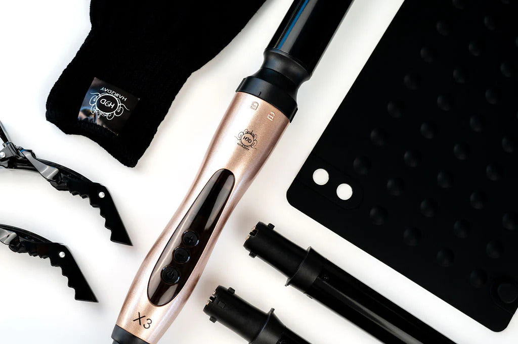 H2D X3 Professional Curling Wand Ceramic Curler Roller - Rose Gold 3