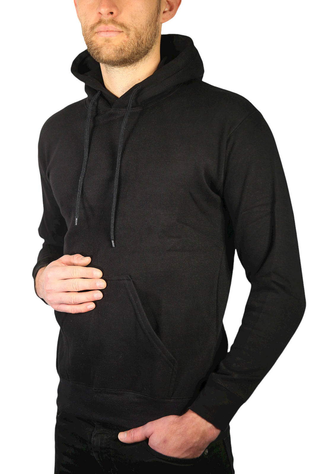 Adult Mens 100% Cotton Fleece Hoodie Jumper Pullover Sweater Warm Sweatshirt - Black - S 5