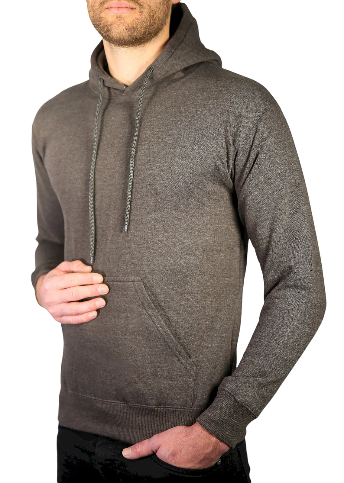 Adult Mens 100% Cotton Fleece Hoodie Jumper Pullover Sweater Warm Sweatshirt - Charcoal Grey - S 5