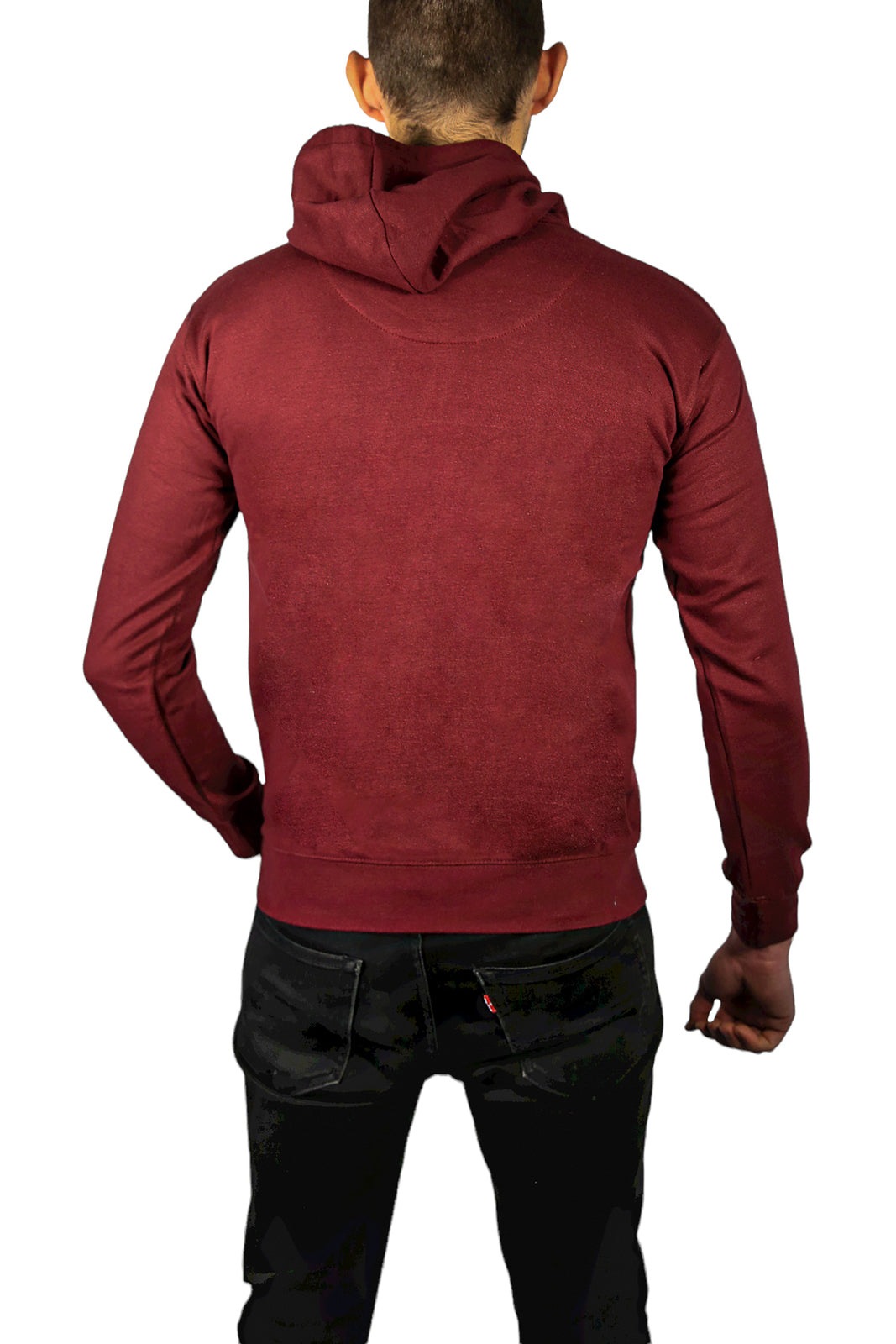 Adult Mens 100% Cotton Fleece Hoodie Jumper Pullover Sweater Warm Sweatshirt - Maroon/Burgundy - S 4