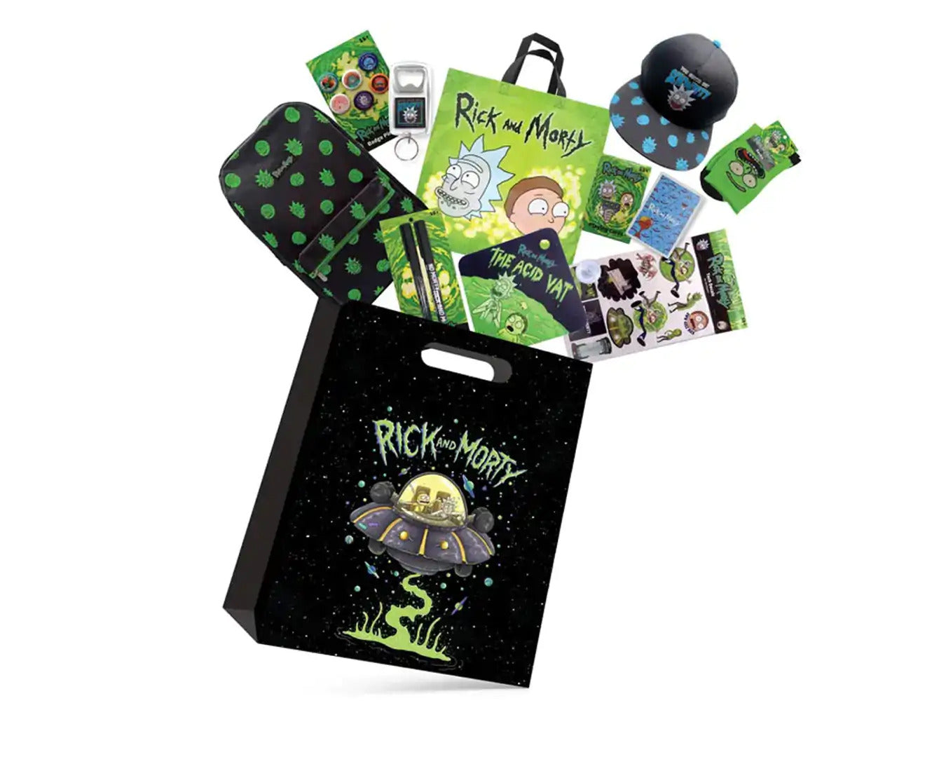 Rick & Morty Showbag 22 w/ Backpack/Keyring/Socks/Hat/Pens/Pin Set/Playing Cards 3
