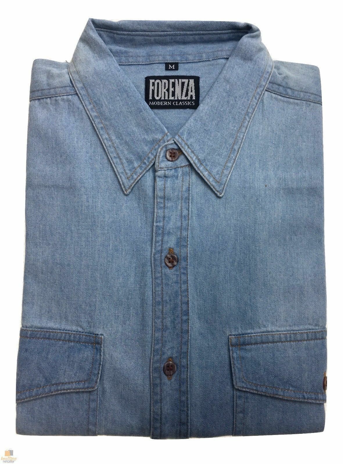 Denim Long Sleeve Jean Shirt Buttoned Front Casual Soft Top 100% COTTON - XL 4