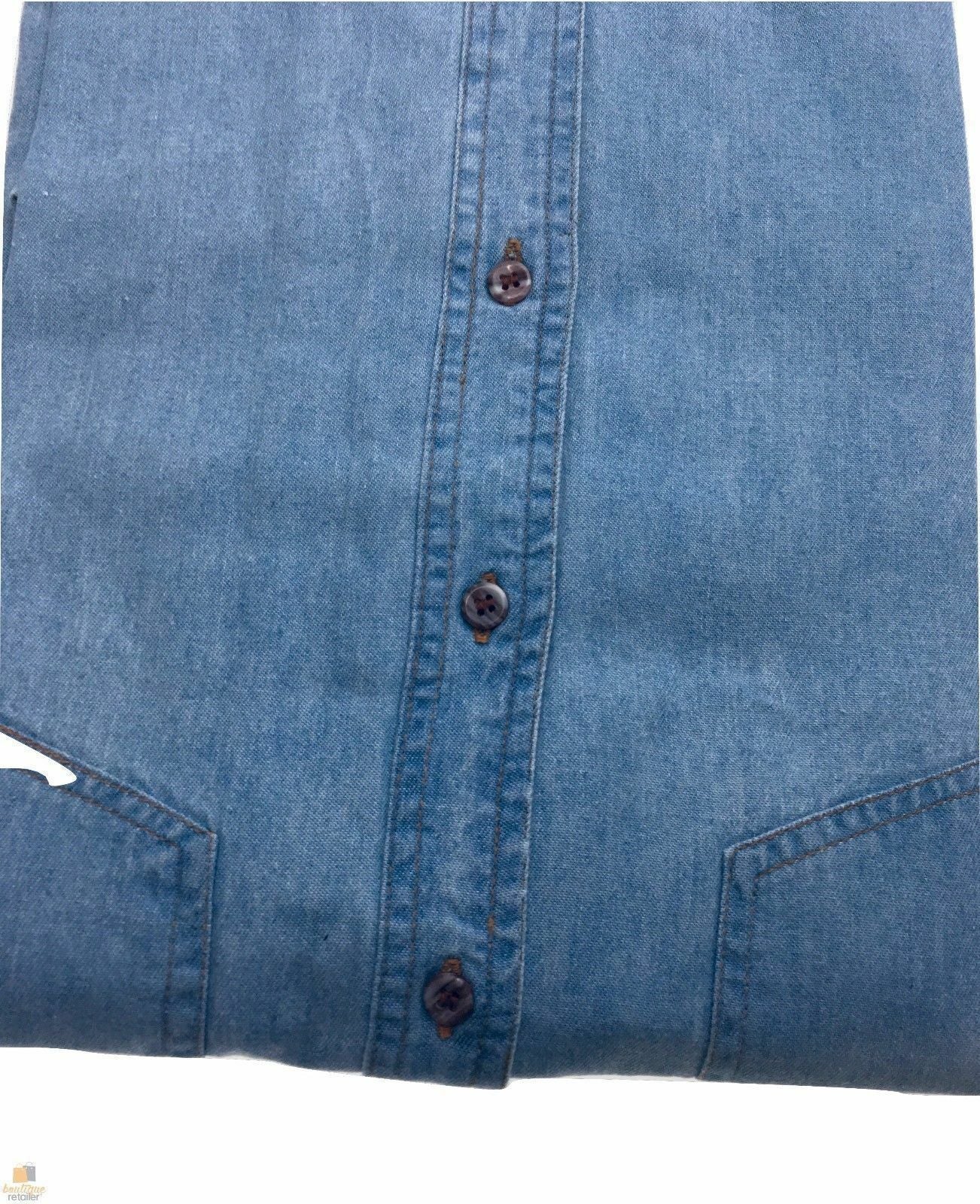 Denim Long Sleeve Jean Shirt Buttoned Front Casual Soft Top 100% COTTON - XL 5