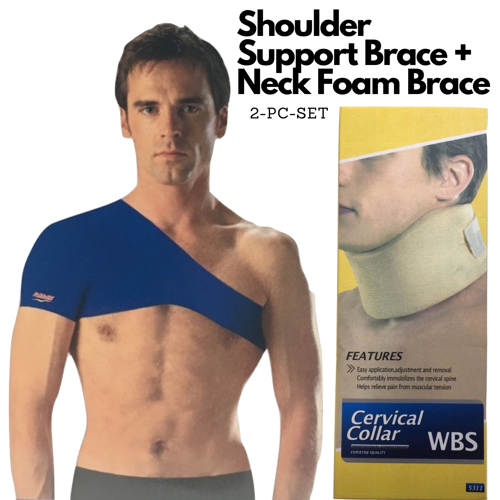 Shoulder Support Brace + Cervical Collar Neck Foam Brace Support Pain Relief 8