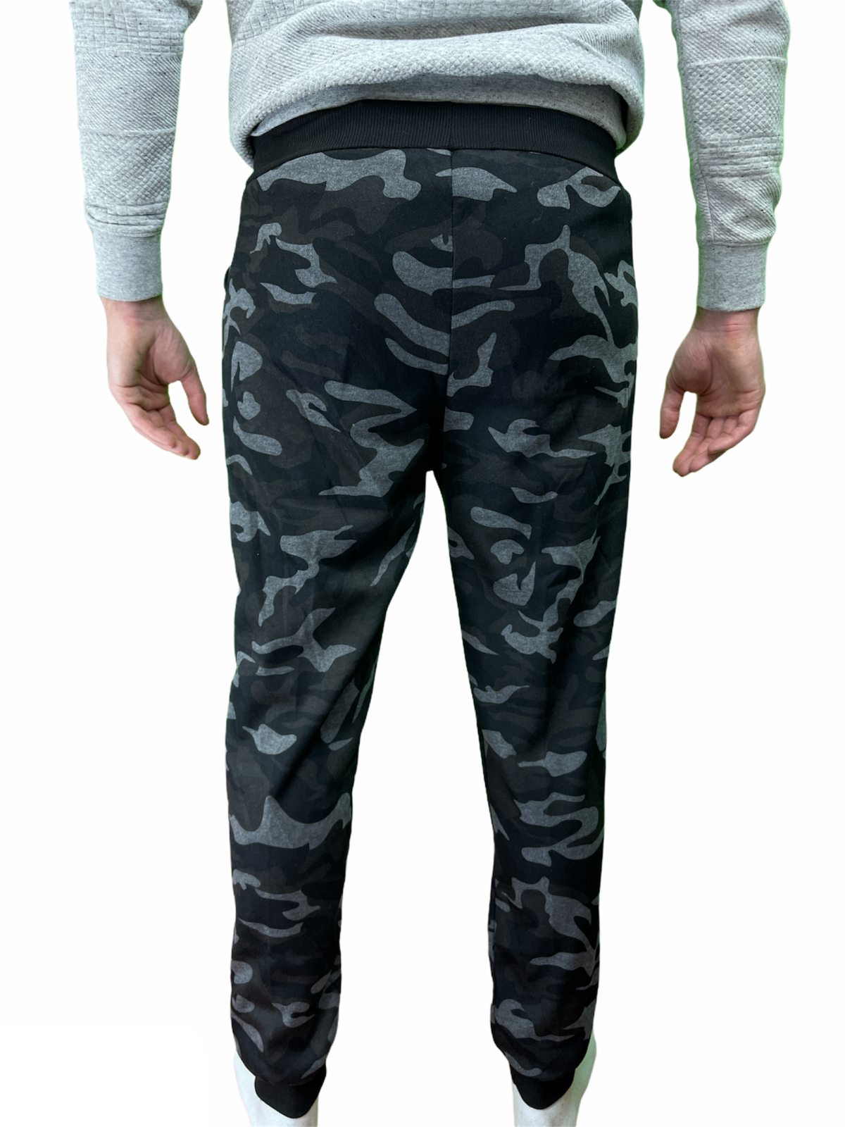Mens Camouflage Track Pants Fleece Lined Jogger Camo Sweatpants Trackies - Black/Grey - Small/Medium (28""-32"") 5