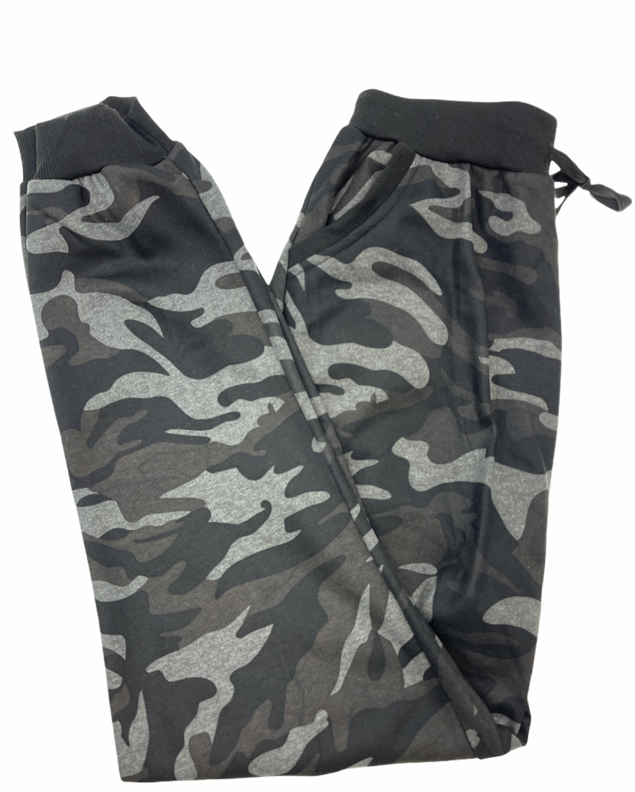 Mens Camouflage Track Pants Fleece Lined Jogger Camo Sweatpants Trackies - Black/Grey - Small/Medium (28""-32"") 7