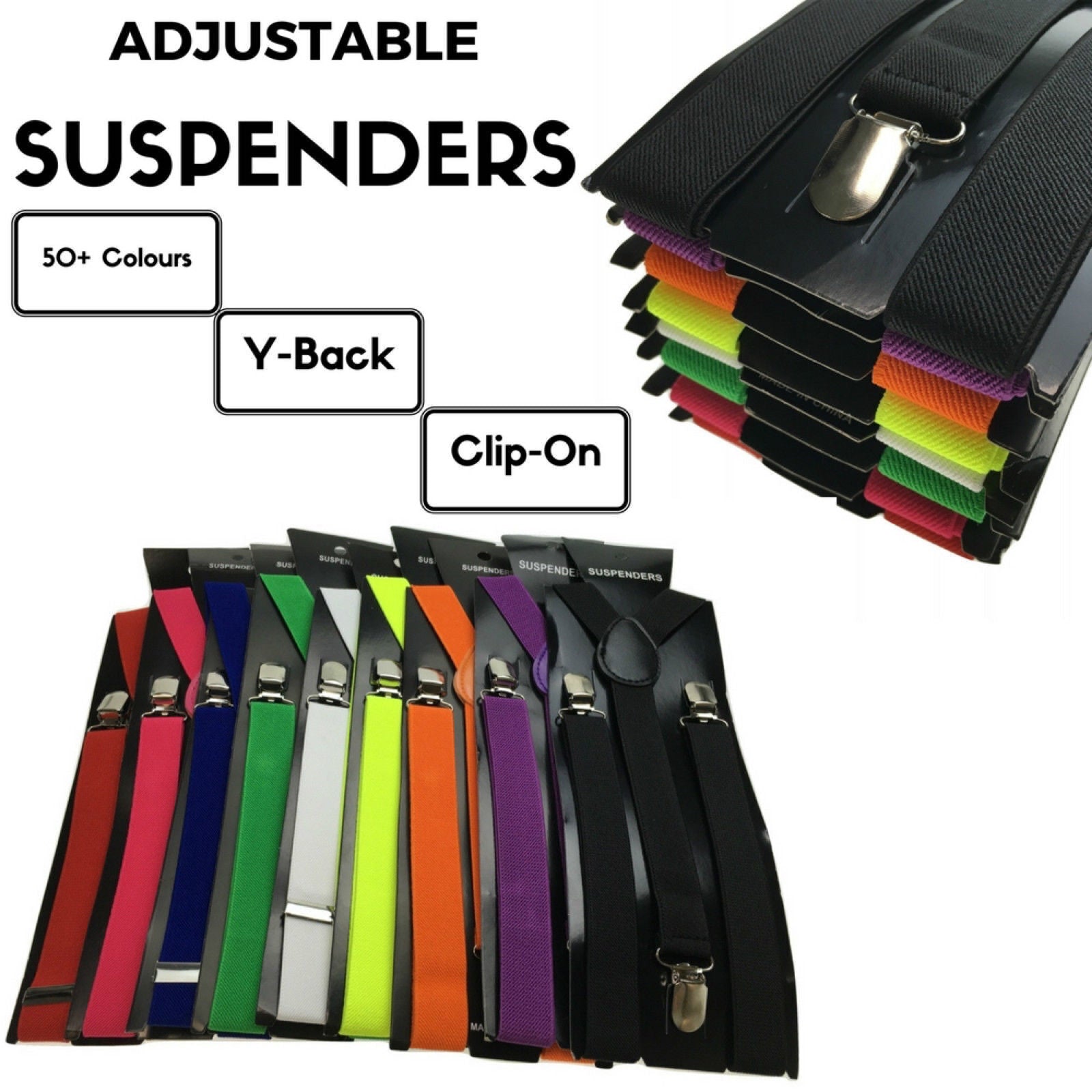 Mens Suspenders Braces Adjustable Strong Clip On Elastic Formal Wedding Slim - Red (Glitter) 3