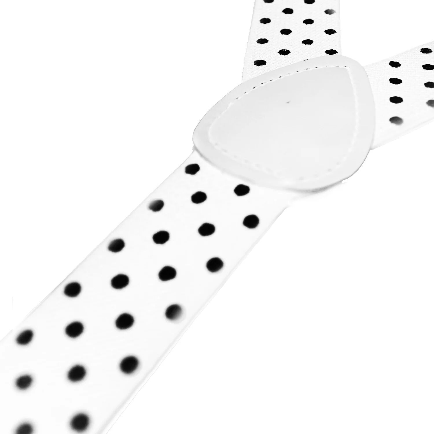 Mens Suspenders Braces Adjustable Strong Clip On Elastic Formal Wedding Slim - White with Black Polka Dot 3