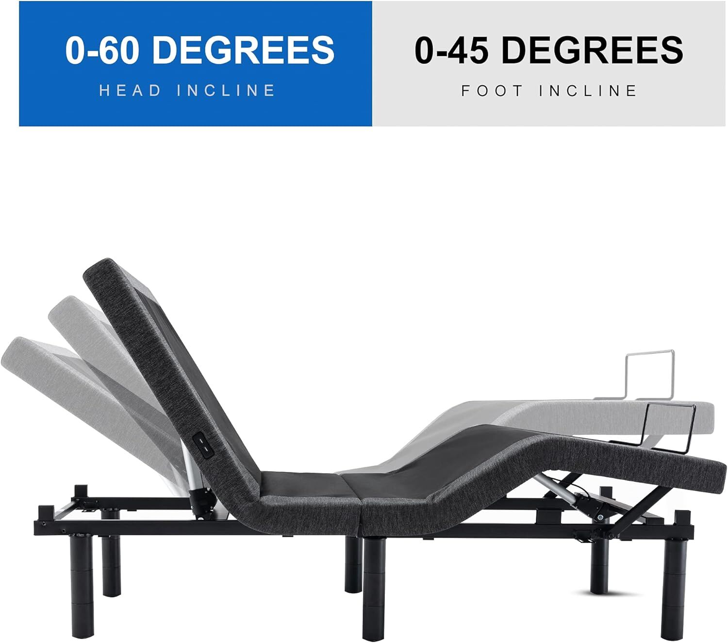 S*MAX Queen Adjustable Zero Gravity Bed Frame with Dual Motors Wireless Remote & USB Ports 4