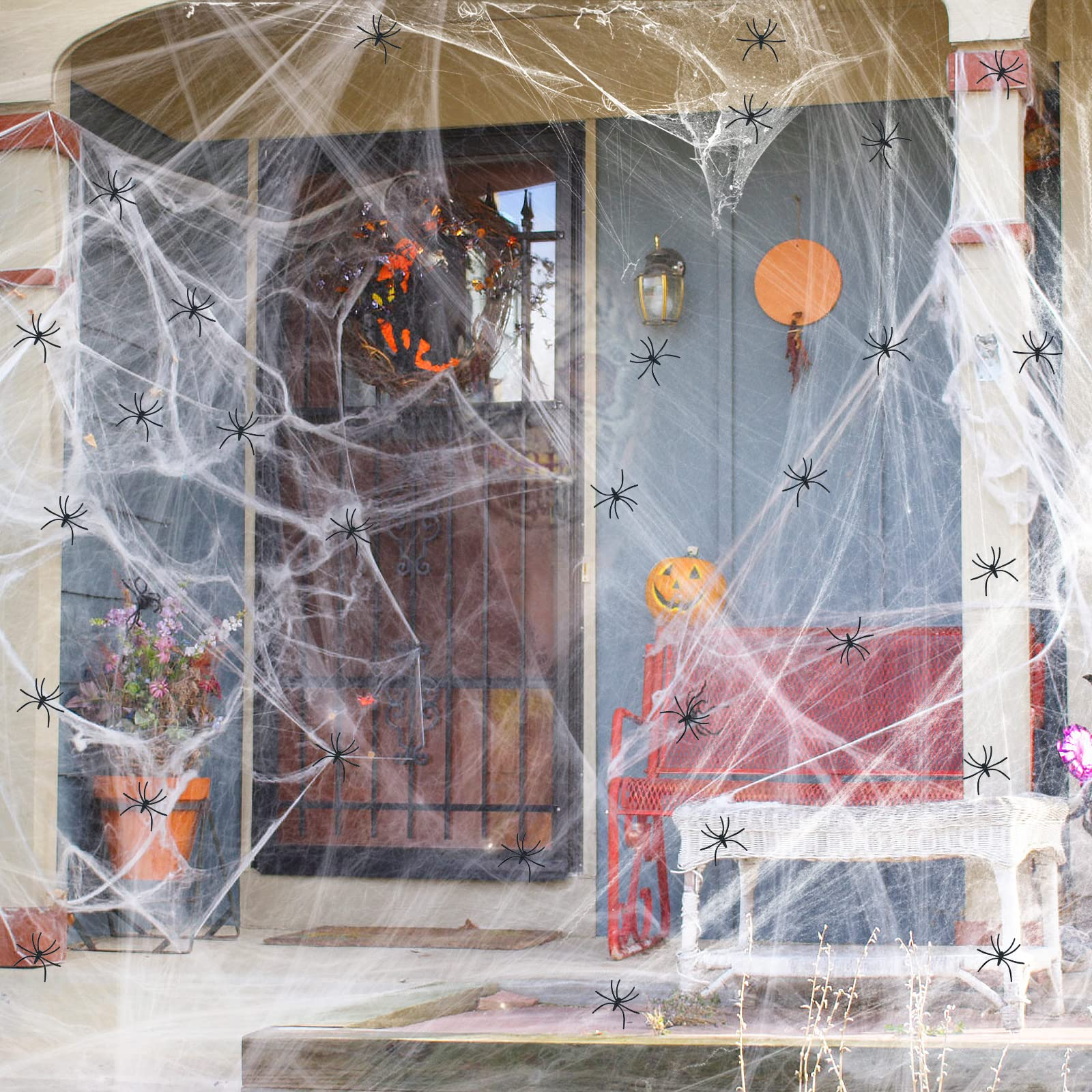 HALLOWEEN STRETCHABLE SPIDER WEB Spooky Decoration with Spiders Party Decor Ghost 5