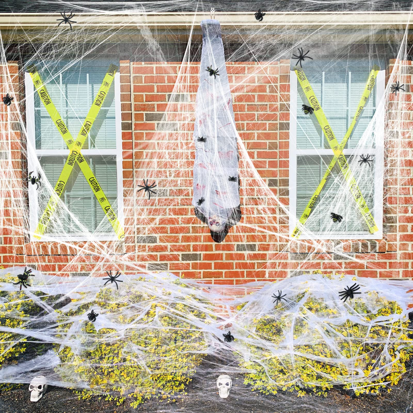 HALLOWEEN STRETCHABLE SPIDER WEB Spooky Decoration with Spiders Party Decor Ghost 11