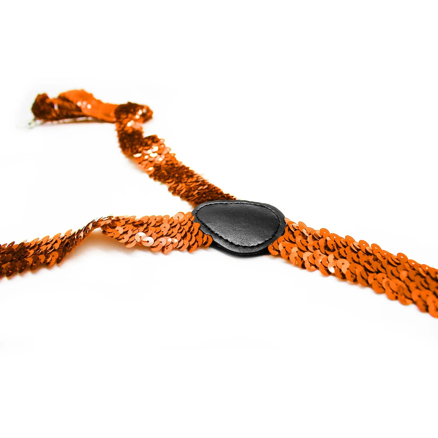 SEQUIN SUSPENDERS Unisex Adjustable Braces Clip On Elastic Y-Back  - Orange 3