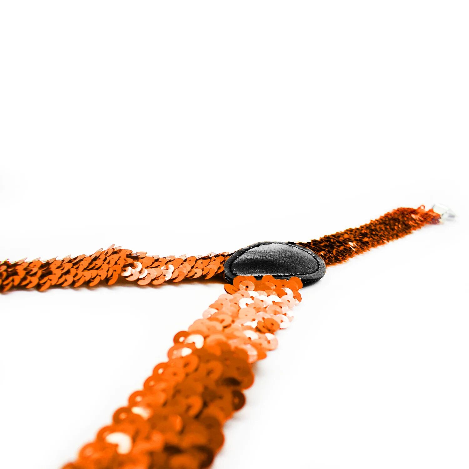 SEQUIN SUSPENDERS Unisex Adjustable Braces Clip On Elastic Y-Back  - Orange 4