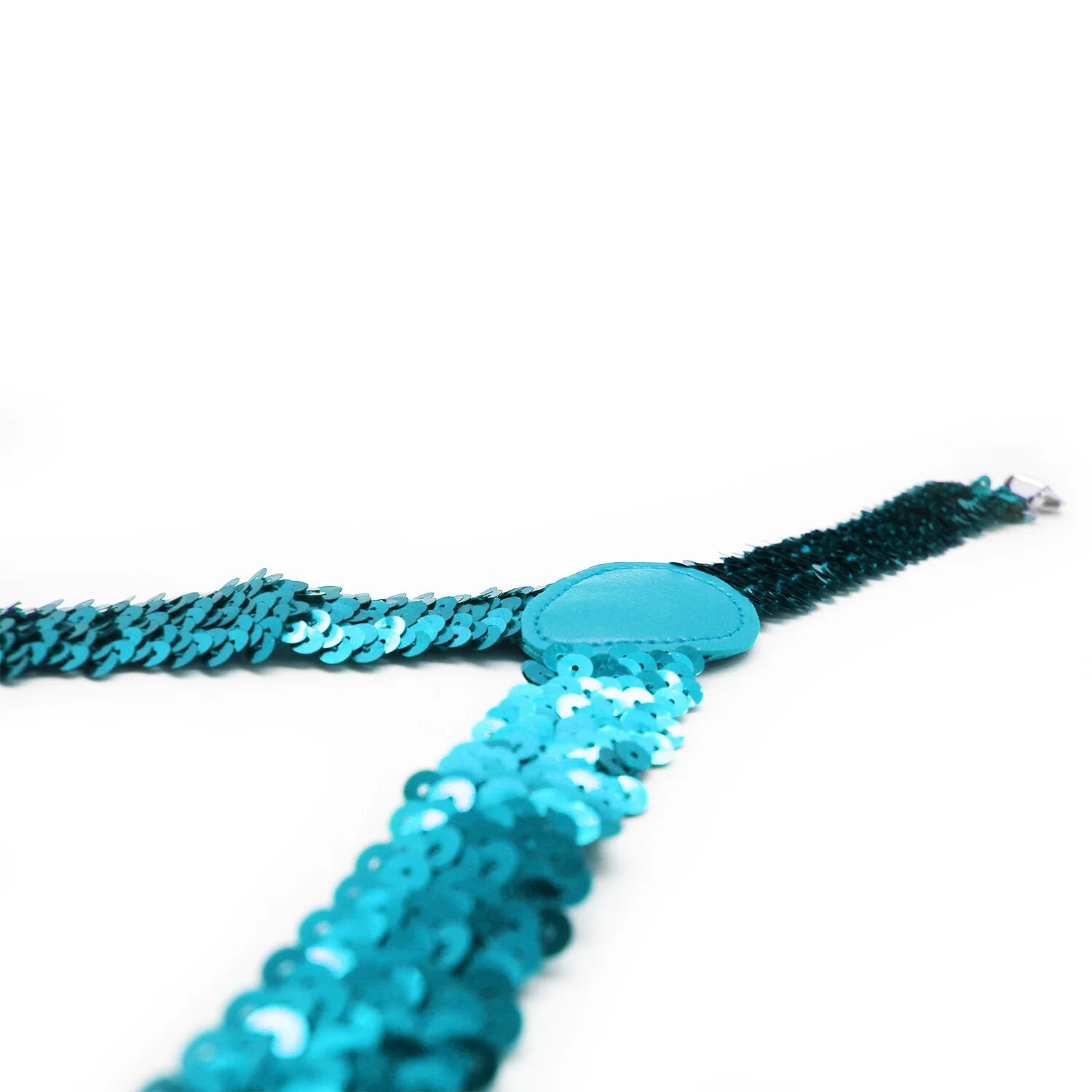 SEQUIN SUSPENDERS Unisex Adjustable Braces Clip On Elastic Y-Back  - Blue 3
