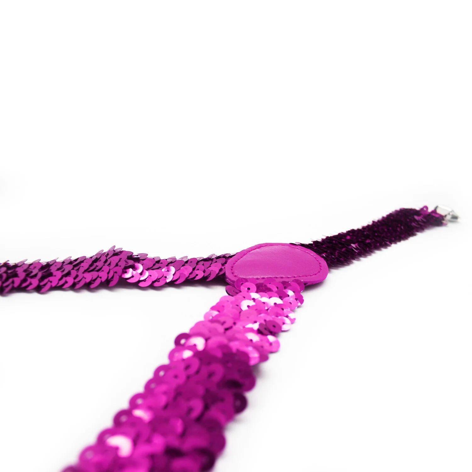 SEQUIN SUSPENDERS Unisex Adjustable Braces Clip On Elastic Y-Back  - Hot Pink 4