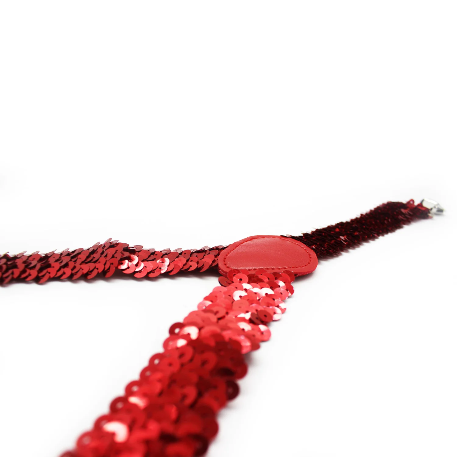 SEQUIN SUSPENDERS Unisex Adjustable Braces Clip On Elastic Y-Back  - Red 4
