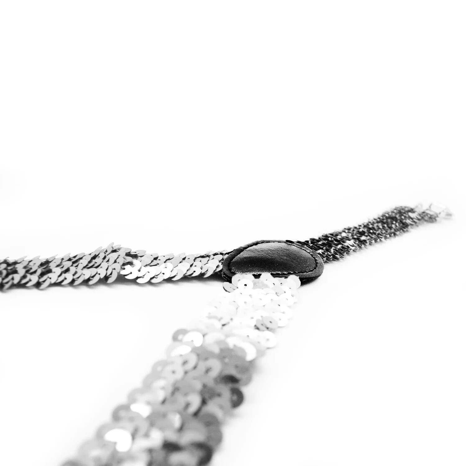 SEQUIN SUSPENDERS Unisex Adjustable Braces Clip On Elastic Y-Back  - Silver 3